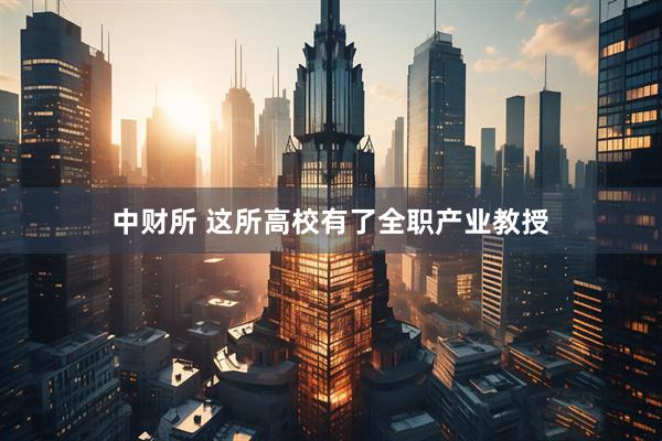 中财所 这所高校有了全职产业教授